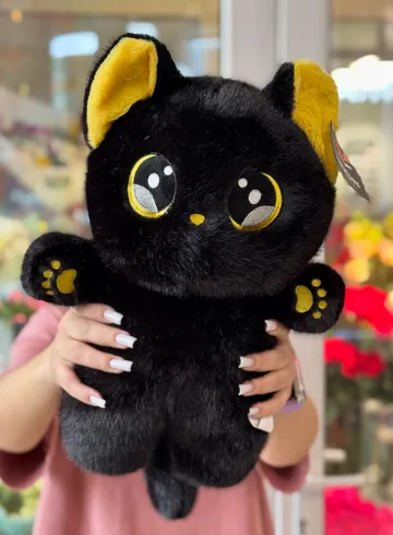 Мягкая игрушка &laquo;Черный котик&raquo; размер N  от интернет-магазина цветов в Владивостоке