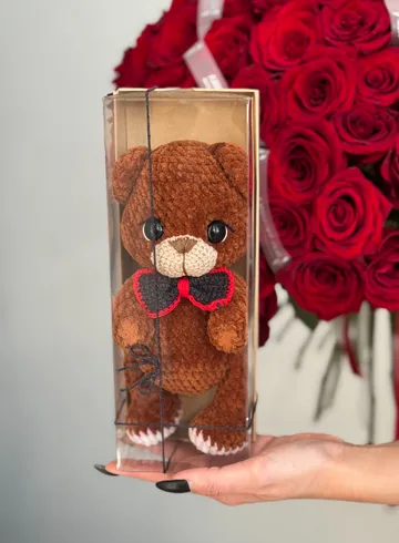 Игрушка ручной работы &laquo;Мишка с бабочкой&raquo; от интернет-магазина цветов в Владивостоке